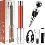Wine Opener Set, Efficient Wine Bottle Opener Set, Foil Cutter, Simple Wine Bottle Opener, Portable Wine Opener Pump Set with Foil Cutter Wine Pourer Wine Stoppers for Home Wine Lovers (Red)