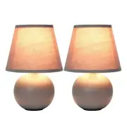Simple Designs Simple Designs Mini Ceramic Globe Table Lamp 2 Pack Set
