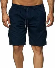 [Generic] Mens Shorts Size 33 Men's Elastic Tie Up Five Division Shorts Multi Pocket Work Shorts Shorts for Men Big and Tall