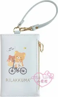 在飛比找Yahoo!奇摩拍賣優惠-♥小花花日本精品♥拉拉熊懶懶熊騎腳踏車造型 扣式票卡夾 證件