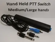Hand Held PTT SWITCH w/ 3.5 mm 1/8 1/4 RCA momentary latched LARGE HANDS BLACK