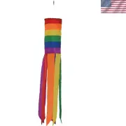 50 Inch Colorful Rainbow Windsock – Durable Applique Design for Outdoor Decor