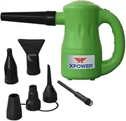 XPOWER Airrow Pro 2-Speed Air Pump Duster Blower B53 (Green, 10' Cord, 9 Nozzle Attachments, 90 CFM, 550 Watts, Pet, Office, Automotive)