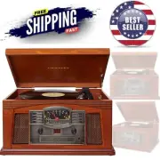 Lancaster Retro 3-Speed Turntable CD Cassette Radio Bluetooth Aux Paprika