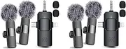 Binxind 2X 3 in 1 Wireless Lavalier Microphones for, Android, USB-C Microphone, Mini Microphone with Noise Reduction