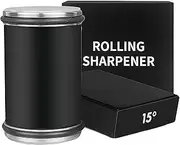 Rolling Knife Sharpener,Tumbler Knife Sharpener Tool, Knives Knife Sharpening with Diamonds and Ceramic, 15° and 20°Magnetic Angle,Knife Sharpener Kit. (Black)