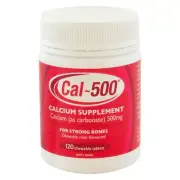 Cal-500 120 Chewable Tablets Mint Calcium Carbonate 500mg (Caltrate Generic)