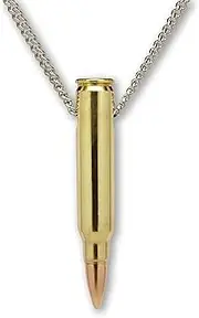 [Real Metal] Remington 223 Bullet Necklace Hand Polished Brass and Copper Finish, Brass and Copper