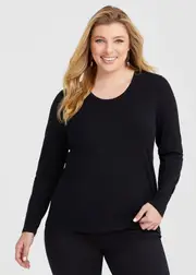 [Virtuelle] Taking Shape Wool Bamboo Top Size 16 in Black - Plus Size Women's Clothing Black