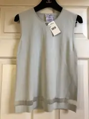 CHANEL 00C NEW TAGS Light Blue-Green CC logo TOP with LACE FR40- FR38 $1.8K