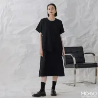在飛比找momo購物網優惠-【MO-BO】假兩件式剪裁寬鬆洋裝