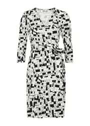 Diane Von Furstenberg Julian Printed Silk-jersey Mini Wrap Dress - Black And White - Xxl (UK18 / Xxl) XXL (UK18 / XXL)