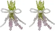 [RYEPOLNIX] Handmade Earrings Romantic Purple Lavender Bouquet Beaded Stud Earrings Summer Beach Sweet Cute Cool Girls Party Earrings/661