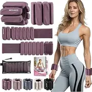 BECOJADDE Weight Cuffs Foot 0.9 kg Each Weights for Legs and Arms Set of 2 Ankle Weights Wrist Weights Ankle Weights Foot Weights for Jogging Cardio Aerobics Strength Training Dark Plum