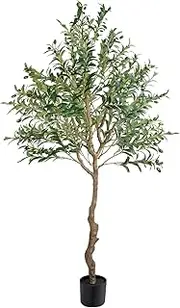 YEMENREN Artificial Olive Tree 6FT Tall Faux Silk Plant Thick Trunk Fluffy Branches Dense Leaves Plump Fruits Full Tree with Pot for Home Indoor Decor
