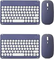 2 Pack Bluetooth Keyboard and Mouse Combo for iPad - Rechargeable Wireless Keyboard & Mouse Compatible with iPad 9th/8th Gen, iPad Pro/Air/Mini, iPhone14/13/12 Pro, Round Keys Purple