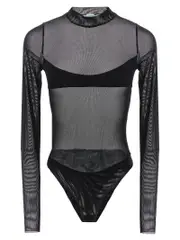 [Not After Ten] Not After Ten-Tulle Body Top Nero-Donna L Black