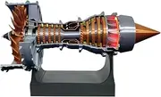 KAROYD Trent 900 Simulated Functional Turbofan Aircraft Engine Model Kit with LED Light, DIY Assembly Operable Engine Model, Mechanical Science Toys (50+PCS/Brass Color)