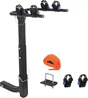 Hitch Bike Rack 2 Bike,Tow Hitch Bike Rack for Cars, Trucks, SUVs with 2” Hitch | Foldable Steel Frame with Anti-Rattle Adapter, Tie Down Cradles and Straps
