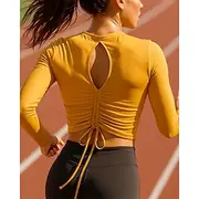 Women's Running Top Running Shirt Slim Pullover Long Sleeve Tee Tshirt Breathable Quick Dry Lightweight Elastic Tennis Golf Running Sportswear Activewear Solid