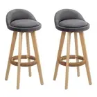 Grey Fabric Backrest Bar Stools - 2 Pack