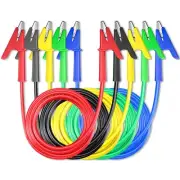 5PCS Alligator Clips Electrical Test Leads Dual Ended Crocodile Wire Cable wi...