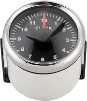 52mm Clock Gauge, Universal 0-12 Hourmeter with Red Backlight for Car Boat Yacht - Black Dial, Silver Frame (Black Dial Silver Bezel)