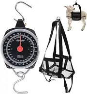 Yogayet Mechanical Hanging Scales 550lb, Calf Sling and Hanging Weight Scale 2 in 1 Kit, Weighing Sling for Calves Lambs Goats Newborn Livestock Dogs, High Accuracy Spring Dial Weight Scale