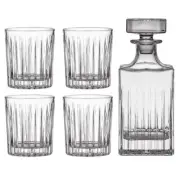 5pc Xavier Clear 650ml Whisky Decanter Bottle/275ml Cup Glasses Drinkware Set