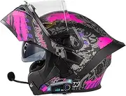 Motorcycle Modular Bluetooth Helmet Full Face Helmet Built-in Mp3 Integrated DOT Approved Flip Up Front Helmets Dual Anti-Fog Visors for Adults Men Women S~XXL 55~64cm