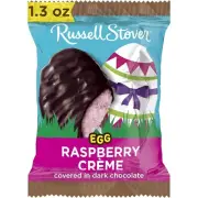 (4-Pack) Russell Stover Egg 1.3 oz RASPBERRY CREME in Dark Chocolate *BB 8/2025*