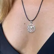 Solar Plexus Chakra Symbol Yoga Necklace Silver Pendant