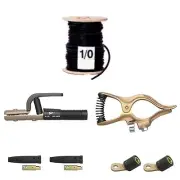 200' Stick Welding Leads, Electrode Holder, Ground Clamp, Connectors