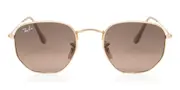 Ray-Ban RB3548N Hexagonal Metal Flat Lenses 912443 Men's Sunglasses Gold Size 48