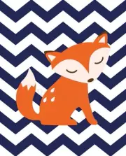 Orange and Navy Blue Fox Nursery Print, Woodland Nursery Decor 8x10