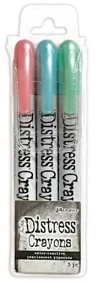 Tim Holtz DISTRESS CRAYONS PEARLESCENT 3PC Holiday Set #6 TSCK84396 Ranger