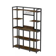 Fin Strong Large Capacity Bakers Rack Kitchen Hutch Cabinet Microwave Stand W/ Hooks