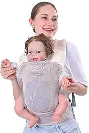 Muaeycs Baby Carrier Newborn to Toddler, Ergonomic, Breathable and Lightweight Newborn Carrier, Infant Carrier for 7-33 lbs, Easy Adjustable, Soft(Light Pink)