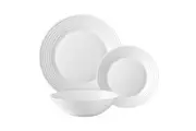 12pc Wiltshire Everyday Dining Pearl Ripple Glass Dinner Plates Bowls Set