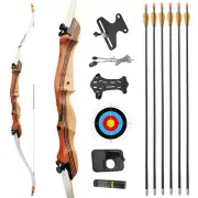 48" 54" Recurve Bow 10-20lbs Wooden RH Archery Kids Target Practice Shooting