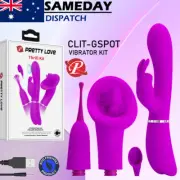 Rabbit Vibrator Dildo Clitoris Stimulator GSpot Massager 4in1 Kit Adult Sex Toy