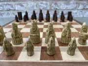 Mini Isle of Lewis Chess Set by Berkeley (Cream and Brown, no board)