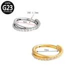G23 Titanium Nose Ring Zircon 2-Layer Cross Septum Hinged Clicker Ear Piercing