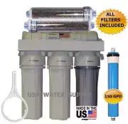 RO/DI REVERSE OSMOSIS AQUARIUM/REEF SYSTEM 6 STAGE MANUAL FLUSH VALVE 150 GPD