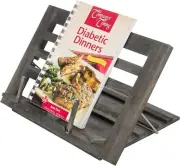 Gray Wood Cookbook Stand - Adjustable & Foldable Reading Book Recipe Holder