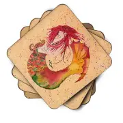 Mermaid Red Head Ginger Foam Coaster Set of 4, 8339-FC