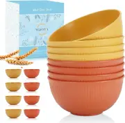 Set of 8 Wheat Straw Bowls, 26oz - Eco-Friendly, Microwave & Dishwasher Safe