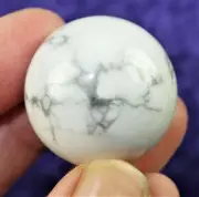 WHITE HOWLITE SPHERE 28mm - Sound Sleep, Strong Bones, Healing Crystal, Calming