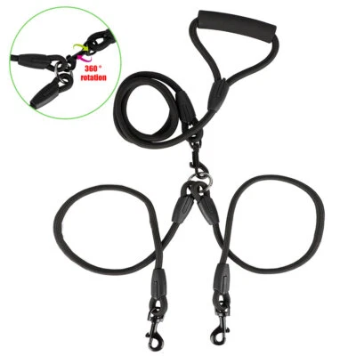 Double-head Rope Dual Dog Leash No Tangle Coupler Nylon For Two Large Small Dogs