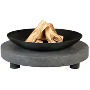 Wildtrak Outdoor 59cm Fire Pit Bowl w/ 70cm Granito Round Stone Base Black/Grey